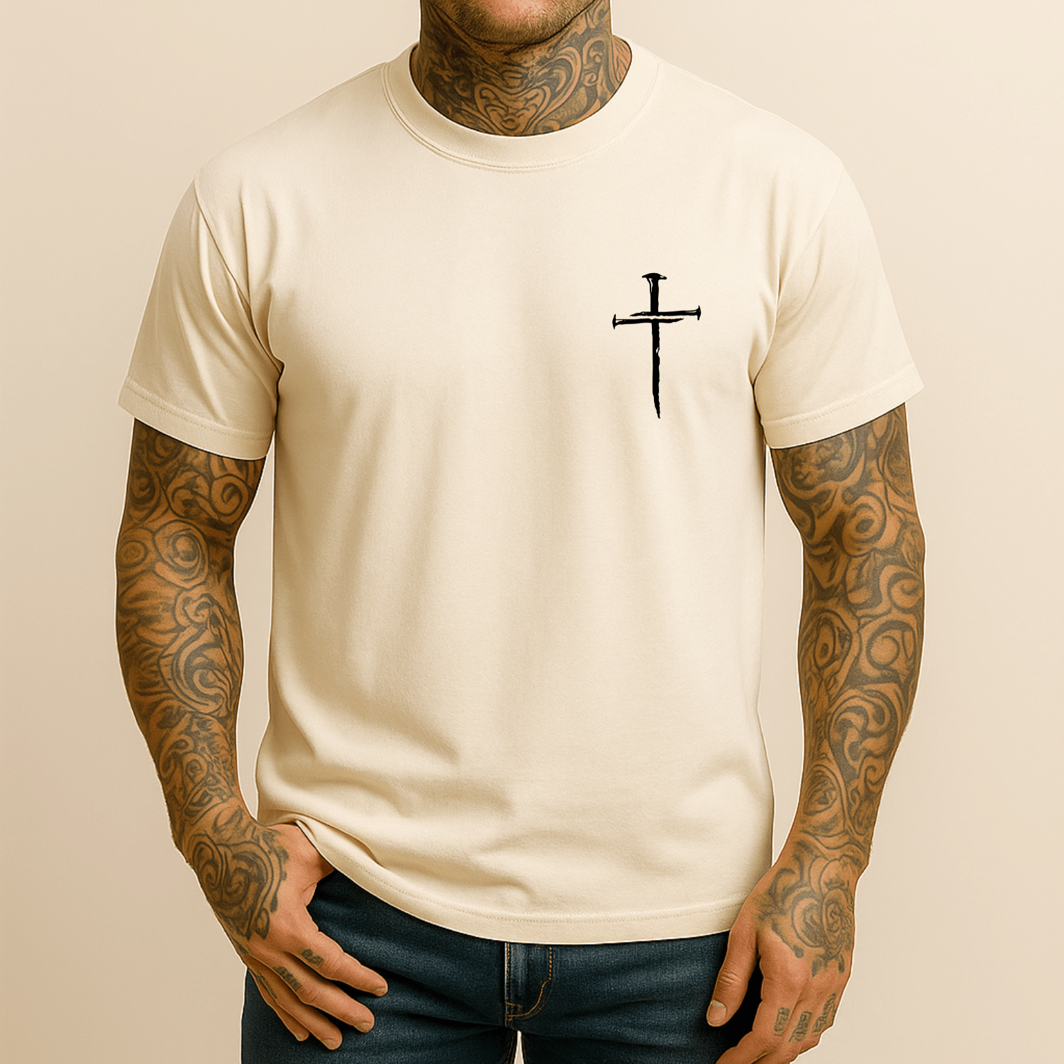 Three Nail Cross Men's Christian T Shirt - Hollow Point Society - T-Shirt
