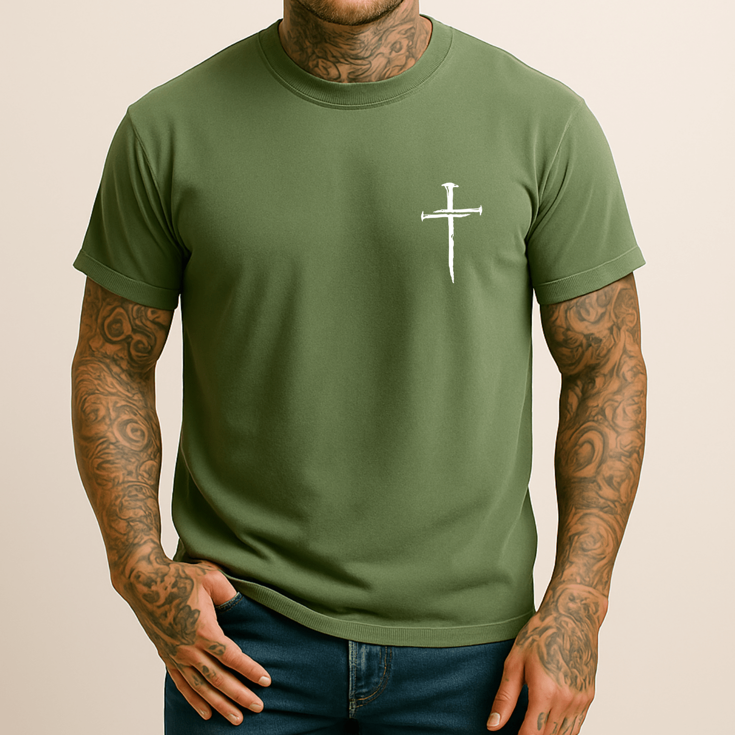Three Nail Cross Men's Christian T Shirt - Hollow Point Society - T-Shirt