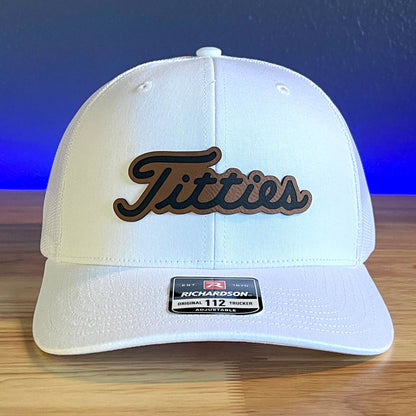 TIT*IES Leather Patch Trucker Hat White - Hollow Point Society - Patch Hat