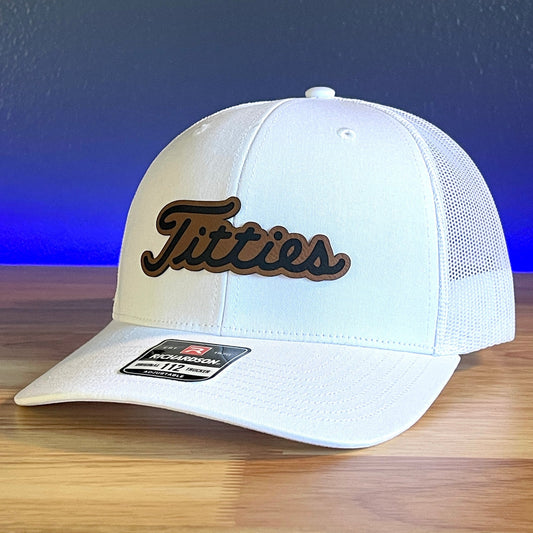 TIT*IES Leather Patch Trucker Hat White - Hollow Point Society - Patch Hat