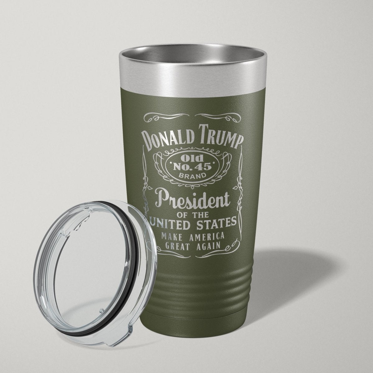 Trump 45 - 47 Vintage Label 20oz Laser Engraved Tumbler Travel Mug - Hollow Point Society - Tumblers