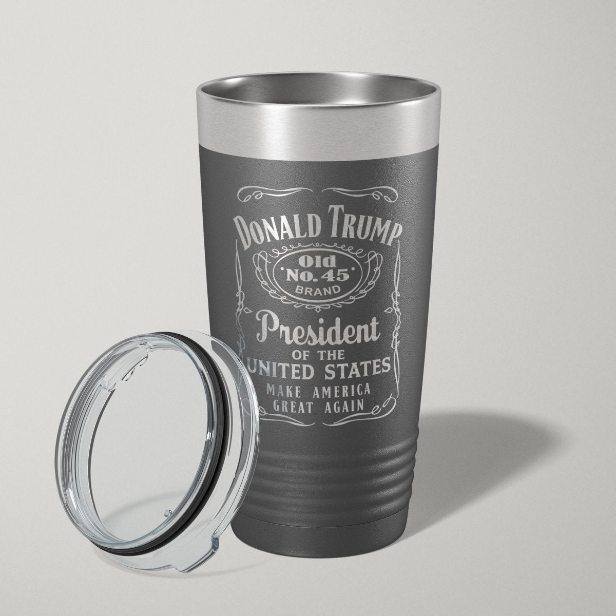 Trump 45 - 47 Vintage Label 20oz Laser Engraved Tumbler Travel Mug - Hollow Point Society - Tumblers