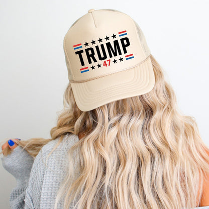 Trump 47 Classic Foam Trucker Hat Khaki - Hollow Point Society - Trucker Hat