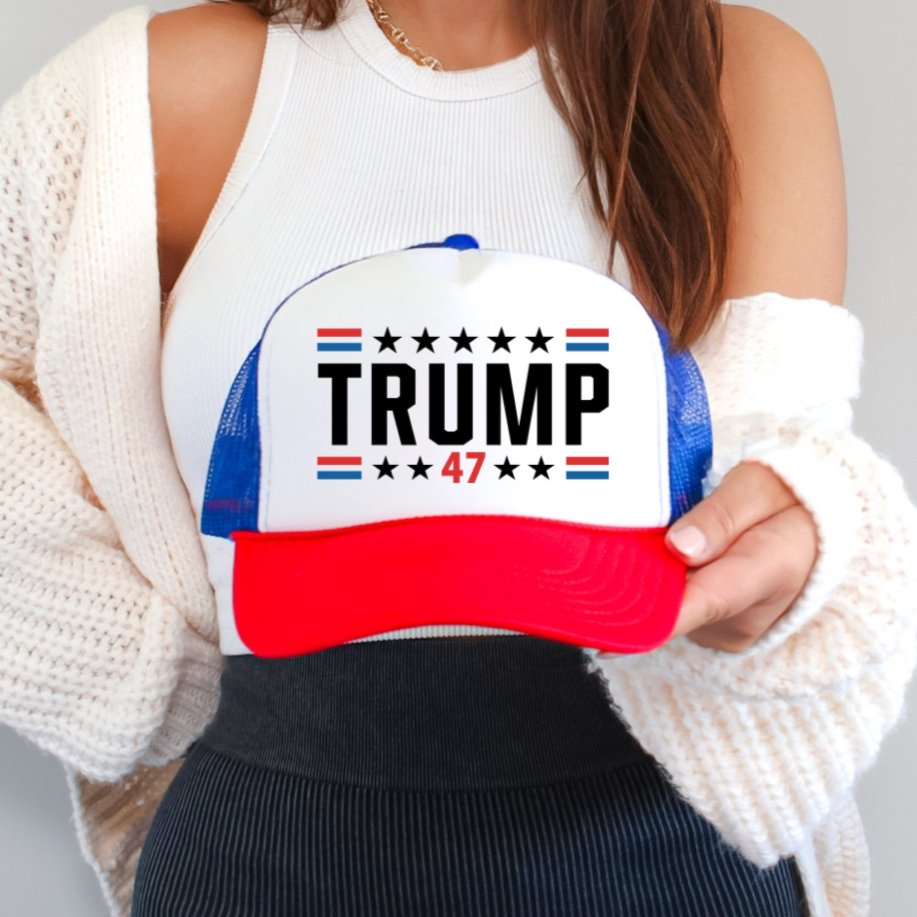 Trump 47 Classic Foam Trucker Hat Red White & Blue - Hollow Point Society - Trucker Hat