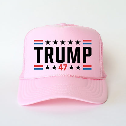 Trump 47 Hat Classic Foam Trucker Hat Light Pink - Hollow Point Society - Trucker Hat