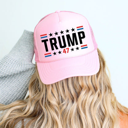 Trump 47 Hat Classic Foam Trucker Hat Light Pink - Hollow Point Society - Trucker Hat