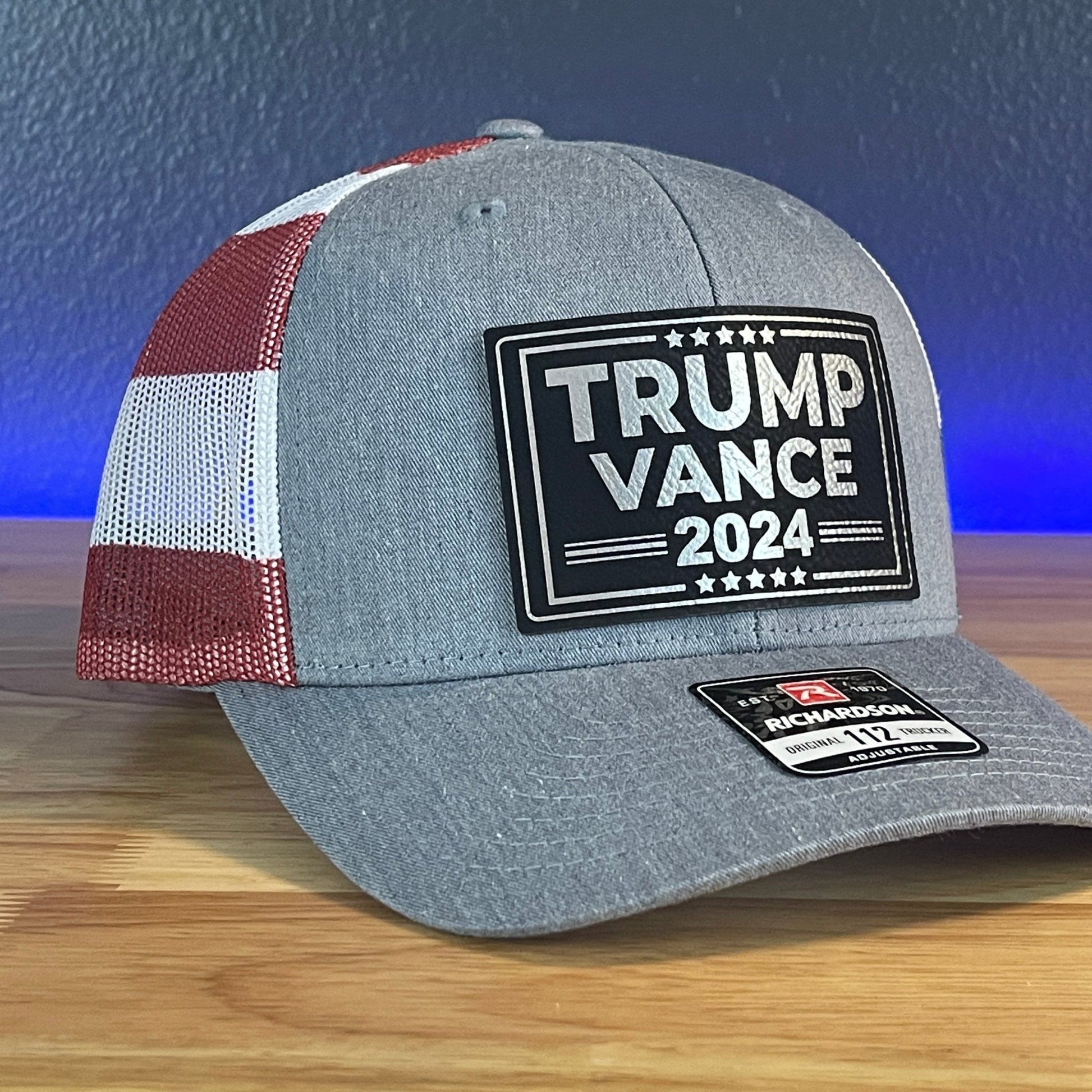 Trump Hat Trump Vance 2024 SnapBack Trucker Leather Patch Hat Blk/Silv - Hollow Point Society - Patch Hat