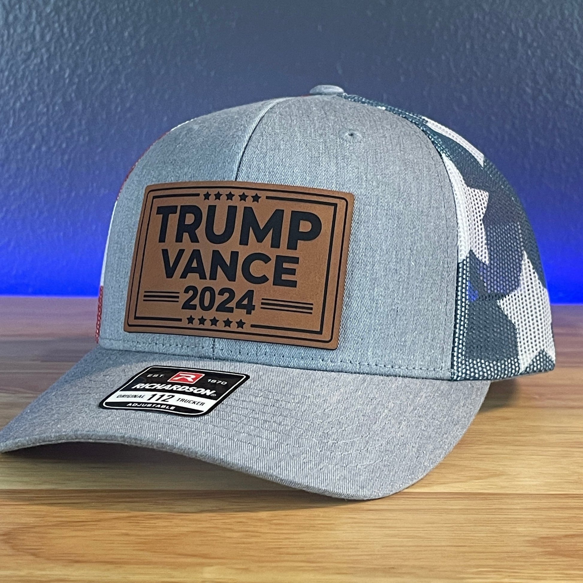 Trump Hat Trump Vance 2024 SnapBack Trucker Leather Patch Hat Rawhide - Hollow Point Society - Patch Hat