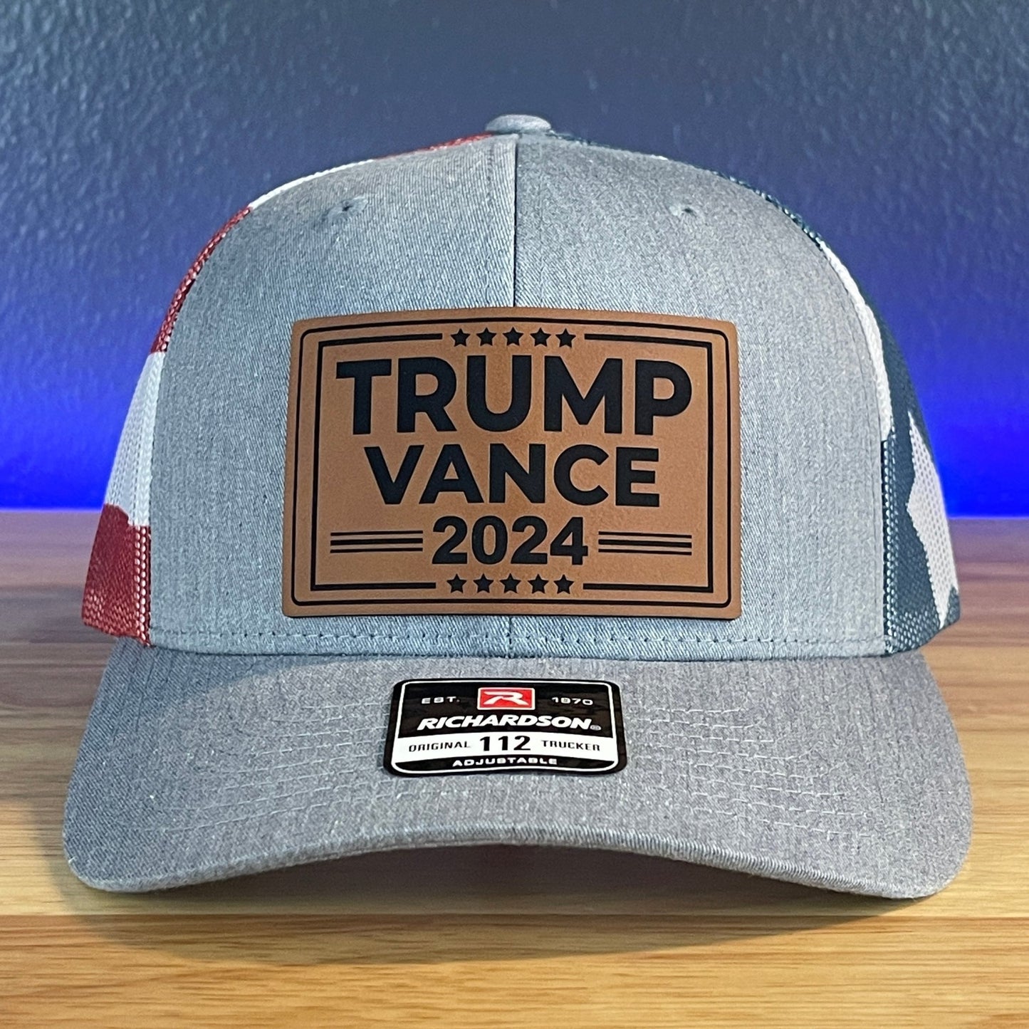 Trump Hat Trump Vance 2024 SnapBack Trucker Leather Patch Hat Rawhide - Hollow Point Society - Patch Hat