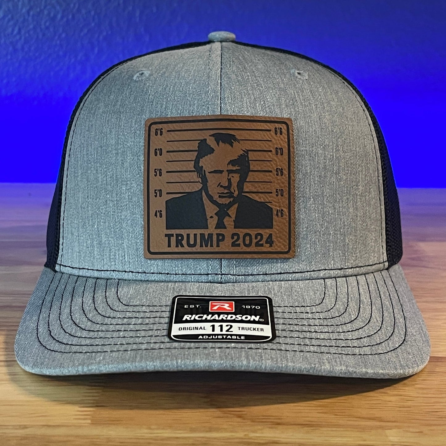 Trump Hat MUGSHOT 2024 Leather Patch Trucker SnapBack Hat - Hollow Point Society - Patch Hat