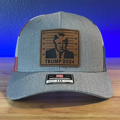 TRUMP MUGSHOT 2024 Leather Patch Hat Stars & Stripes - Hollow Point Society - Patch Hat