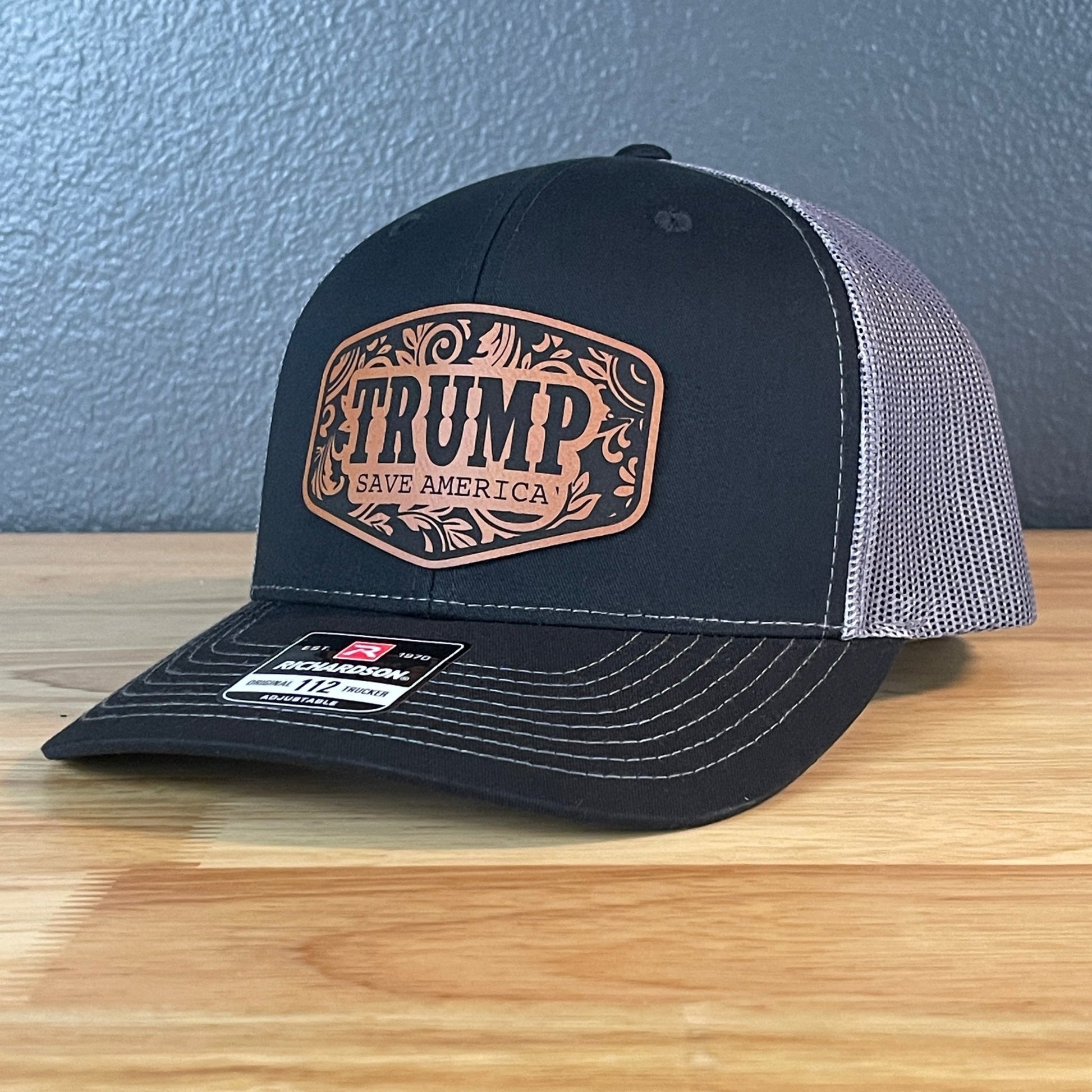 Trump Save America Patriotic Snap Back Trucker Hat Leather Patch - Hollow Point Society - Patch Hat