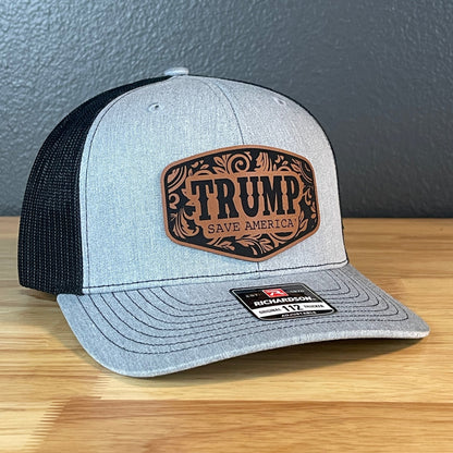 Trump Save America Patriotic Snap Back Trucker Hat Leather Patch - Hollow Point Society - Patch Hat