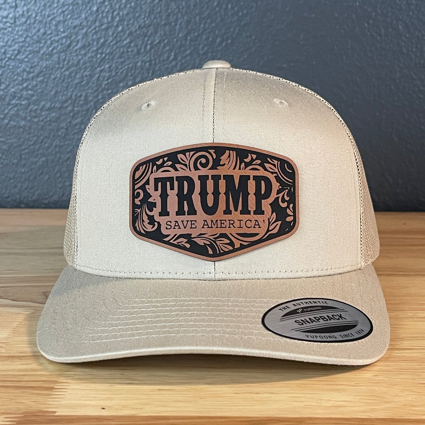 Trump Save America Patriotic Snap Back Trucker Hat Leather Patch - Hollow Point Society - Patch Hat