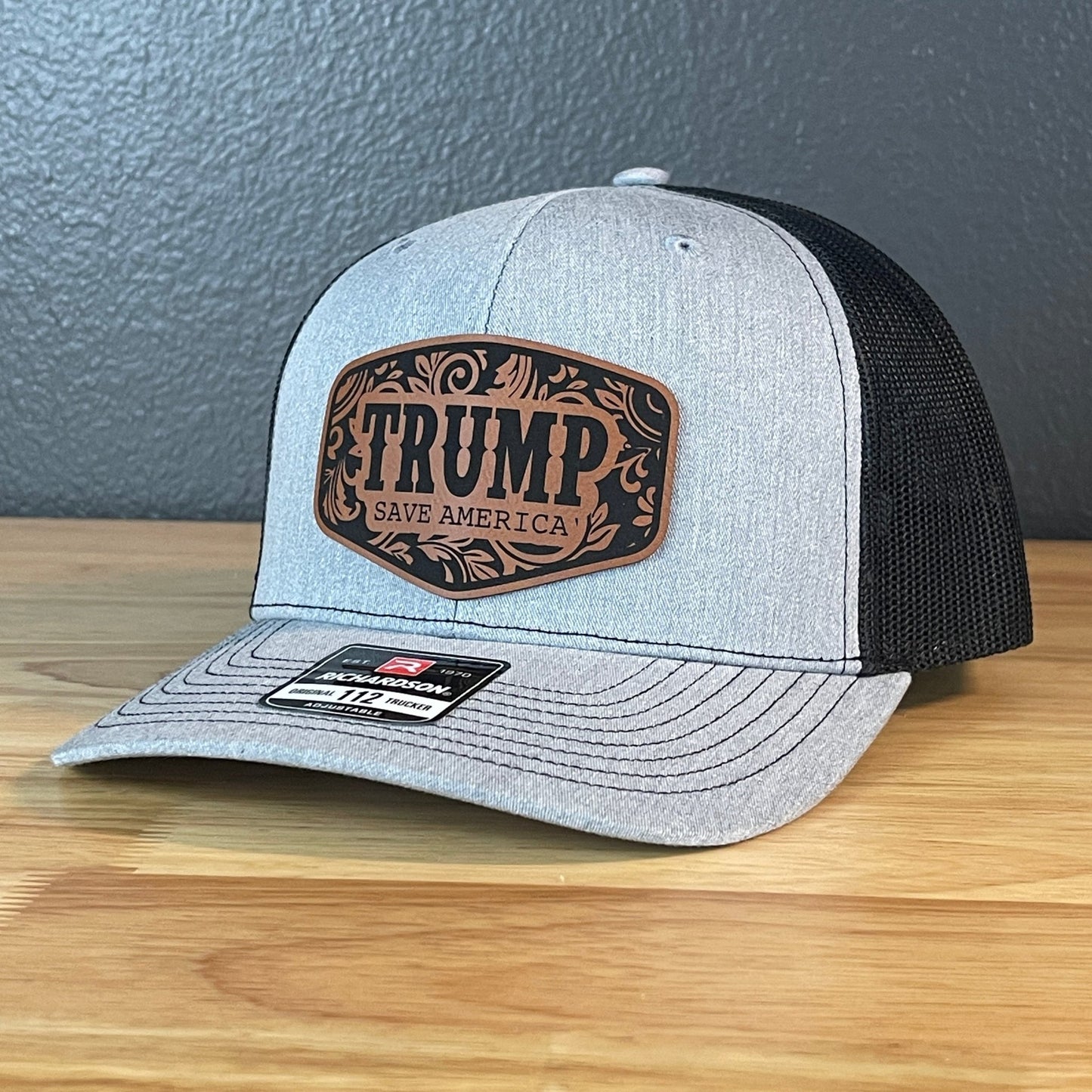 Trump Save America Patriotic Snap Back Trucker Hat Leather Patch - Hollow Point Society - Patch Hat