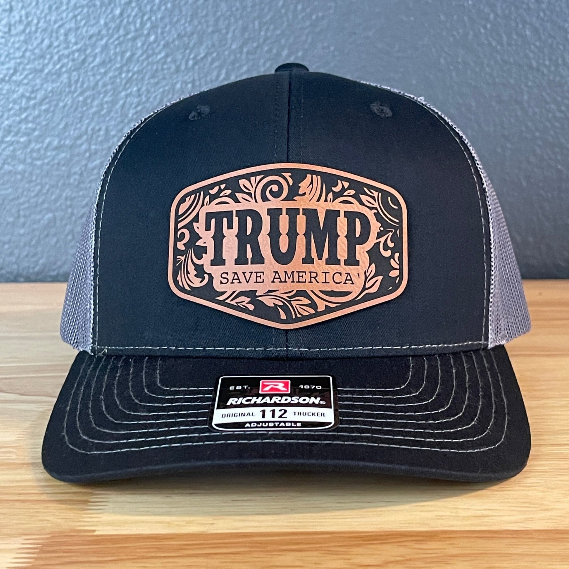 Trump Save America Patriotic Snap Back Trucker Hat Leather Patch - Hollow Point Society - Patch Hat