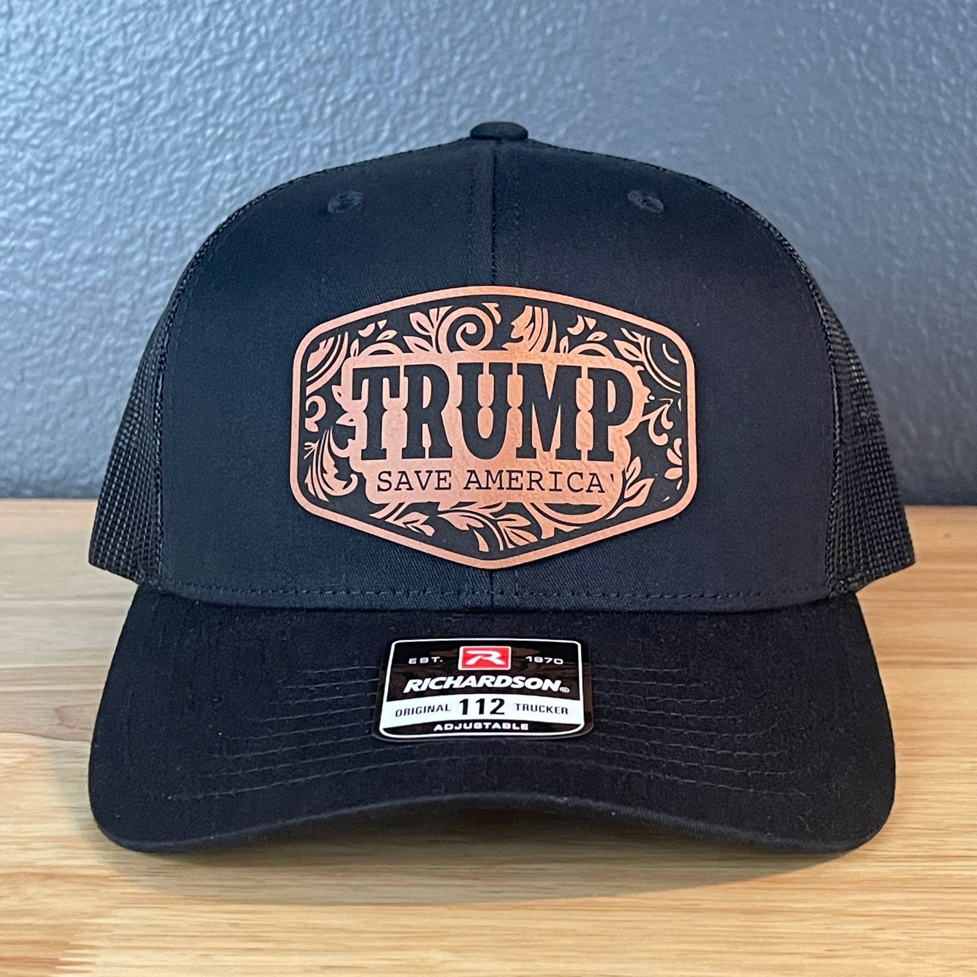 Trump Save America Patriotic Snap Back Trucker Hat Leather Patch - Hollow Point Society - Patch Hat