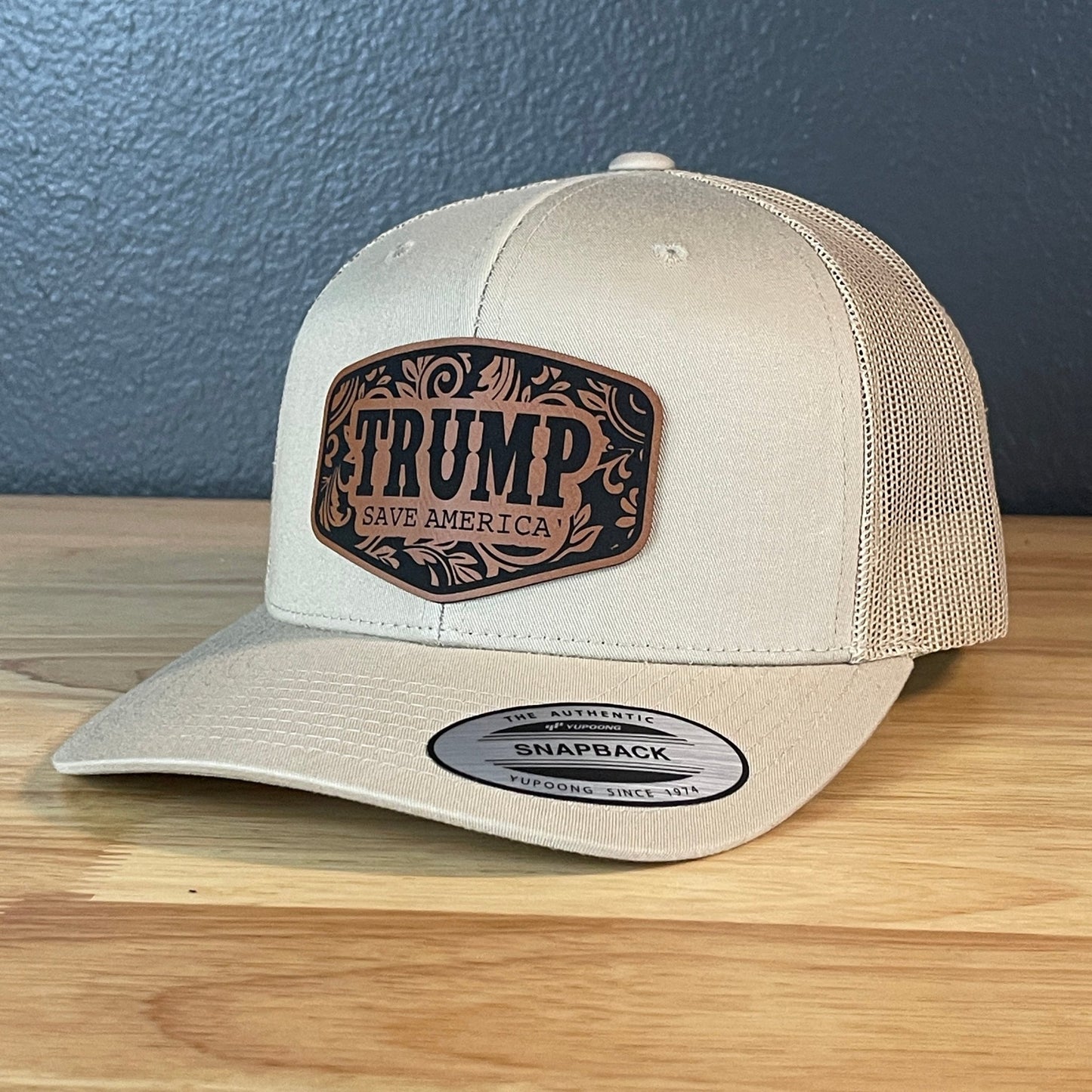 Trump Save America Patriotic Snap Back Trucker Hat Leather Patch - Hollow Point Society - Patch Hat