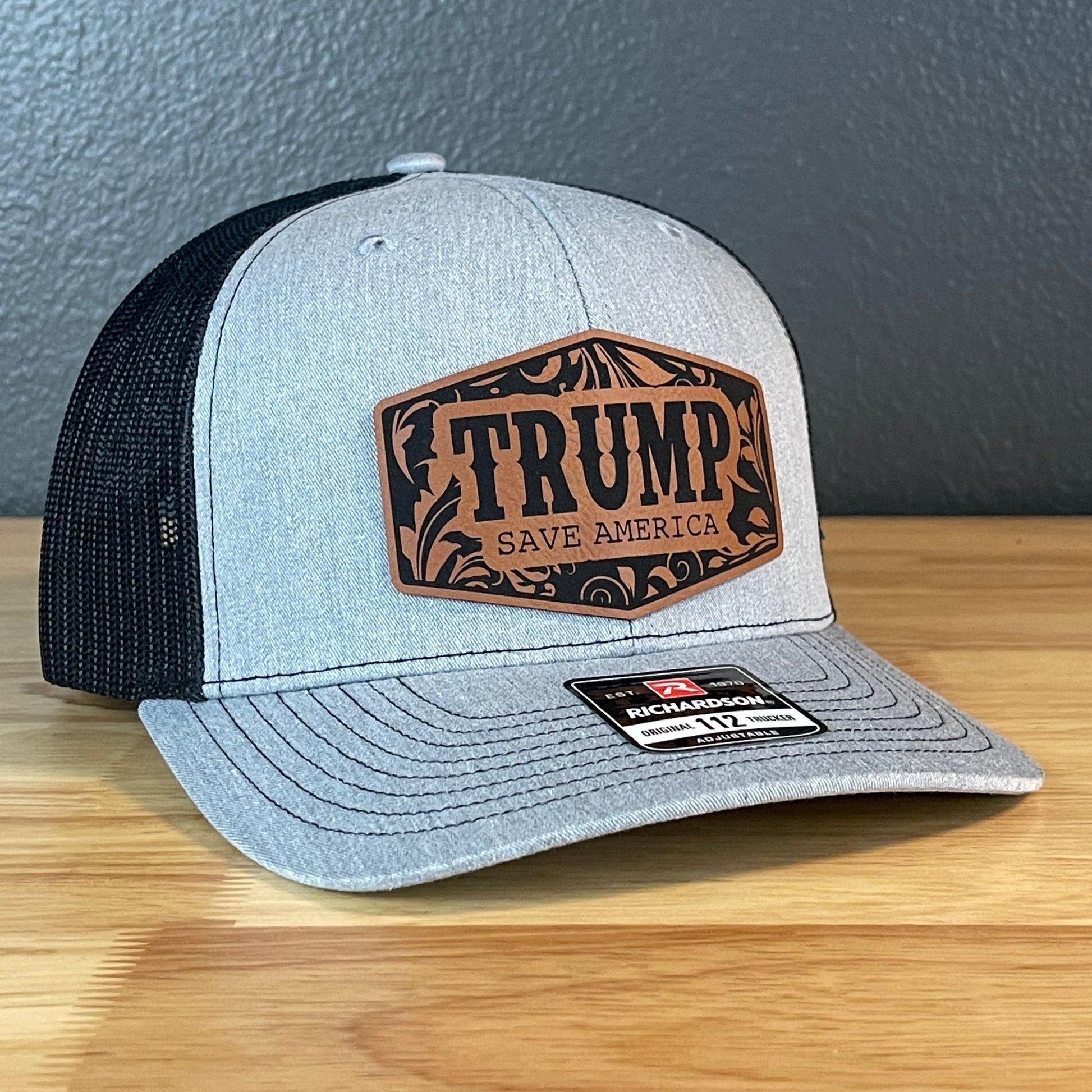 Trump Save America Snap Back Trucker Hat Leather Patch Hat - Hollow Point Society - Patch Hat