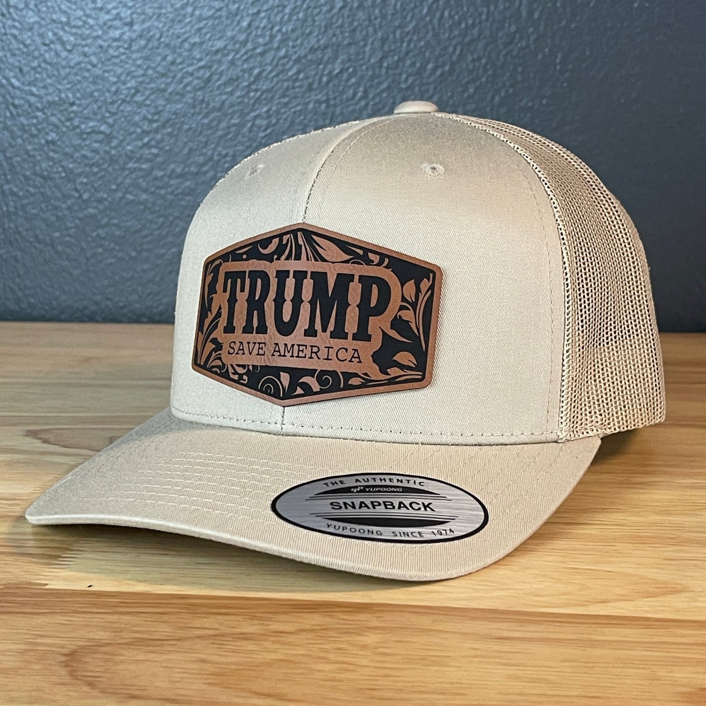 Trump Save America Snap Back Trucker Hat Leather Patch - Hollow Point Society - Patch Hat