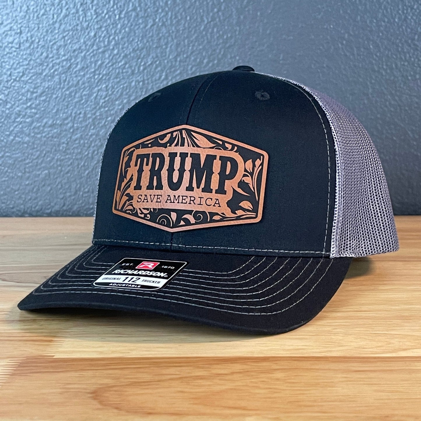 Trump Save America Snap Back Trucker Hat Leather Patch - Hollow Point Society - Patch Hat