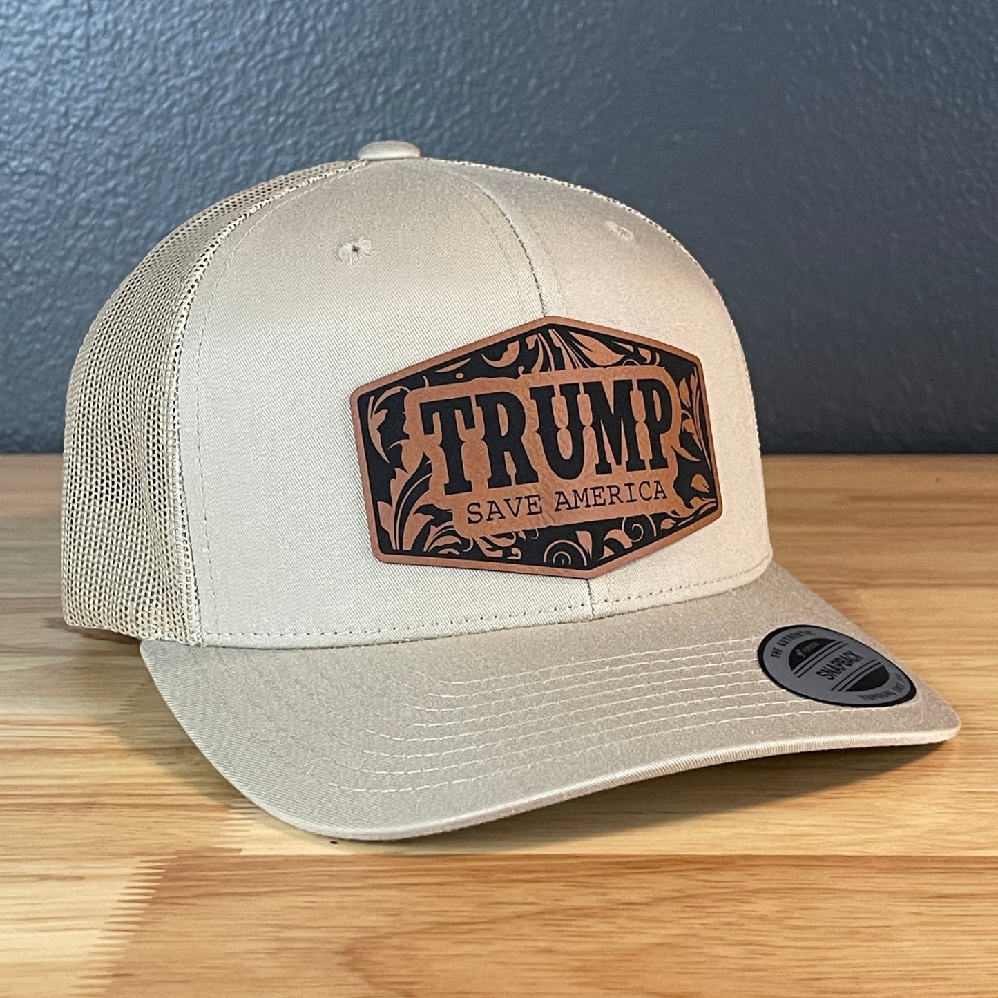 Trump Save America Snap Back Trucker Hat Leather Patch - Hollow Point Society - Patch Hat