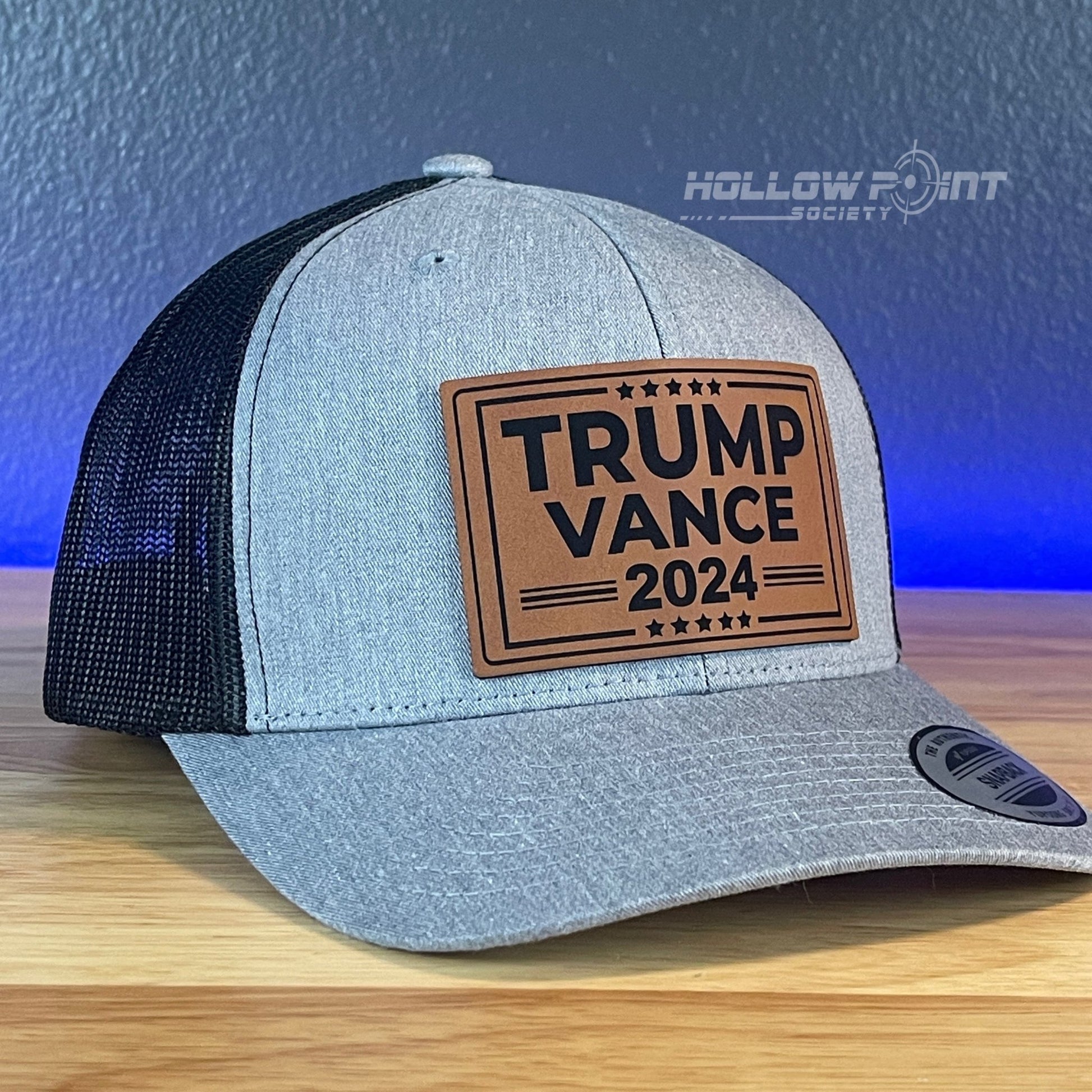 TRUMP VANCE 2024 SnapBack Trucker Rawhide Leather Patch Hat - Hollow Point Society - Patch Hat