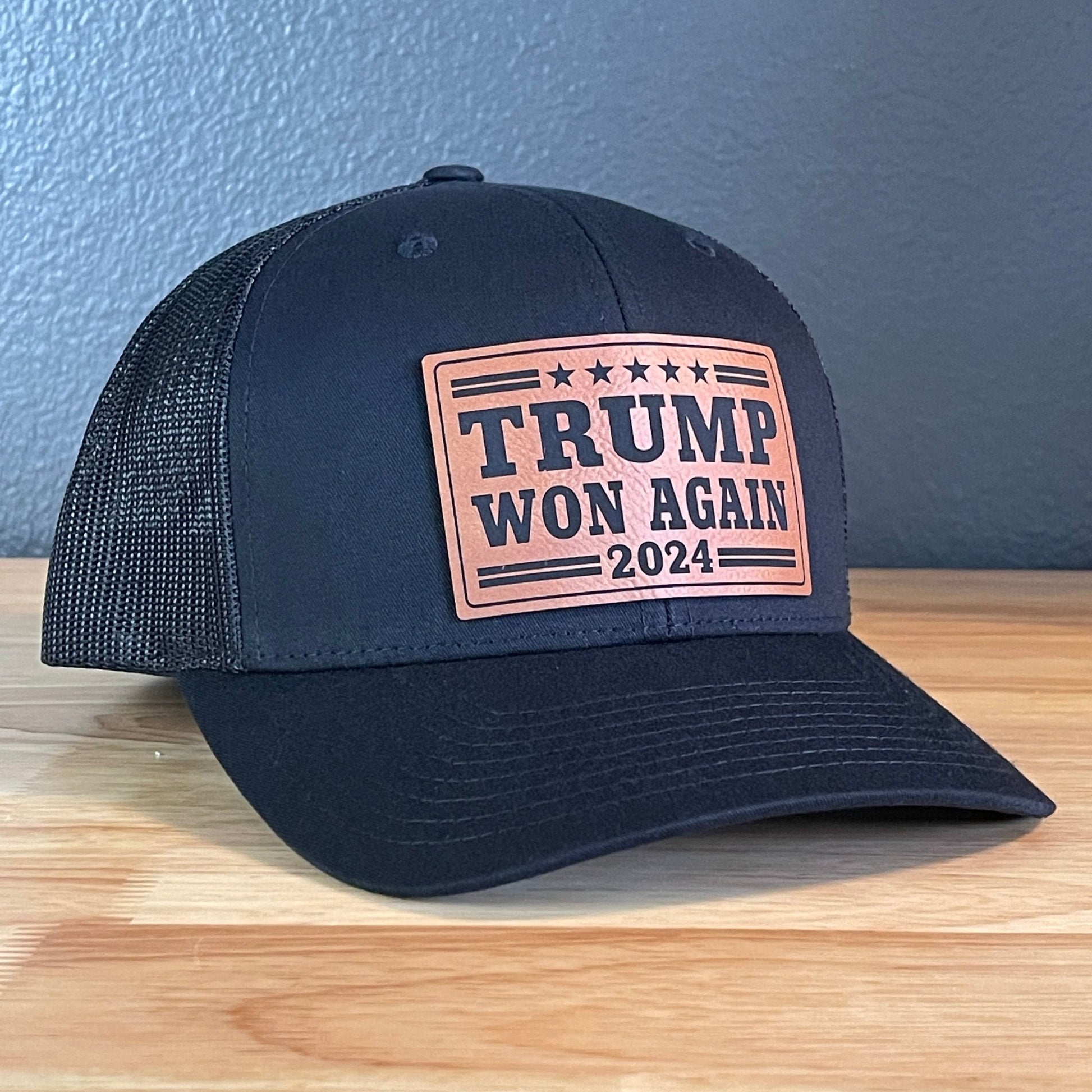 Trump Won Again Patriotic SnapBack Trucker Hat Leather Patch - Hollow Point Society - Patch Hat