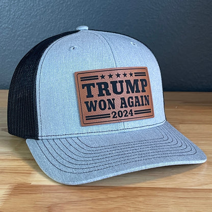 Trump Won Again Patriotic SnapBack Trucker Hat Leather Patch - Hollow Point Society - Patch Hat