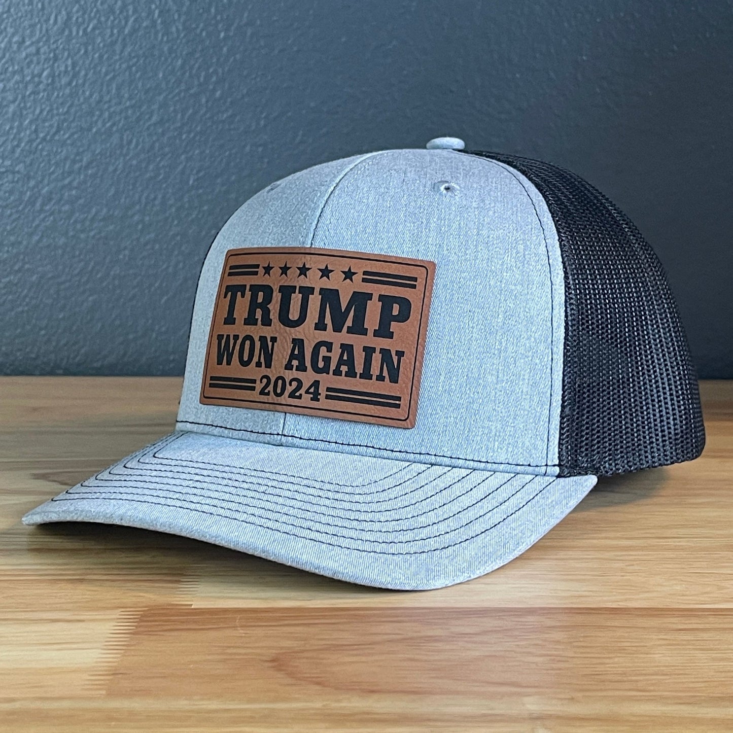 Trump Won Again Patriotic SnapBack Trucker Hat Leather Patch - Hollow Point Society - Patch Hat