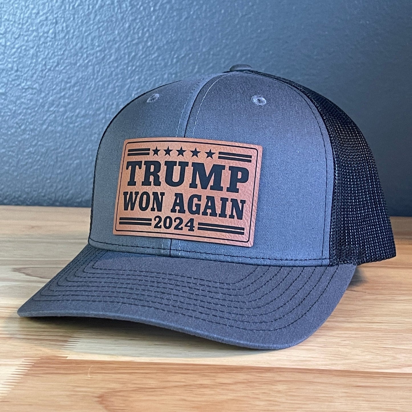 Trump Won Again Patriotic SnapBack Trucker Hat Leather Patch - Hollow Point Society - Patch Hat