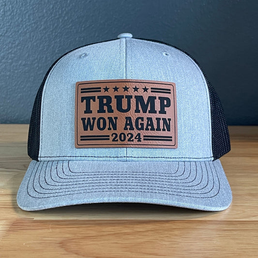 Trump Won Again Patriotic SnapBack Trucker Hat Leather Patch - Hollow Point Society - Patch Hat