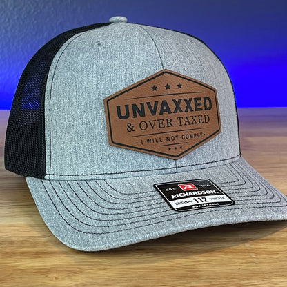 UNVAXXED & OVER TAXED Leather Patch Hat - Hollow Point Society - Patch Hat