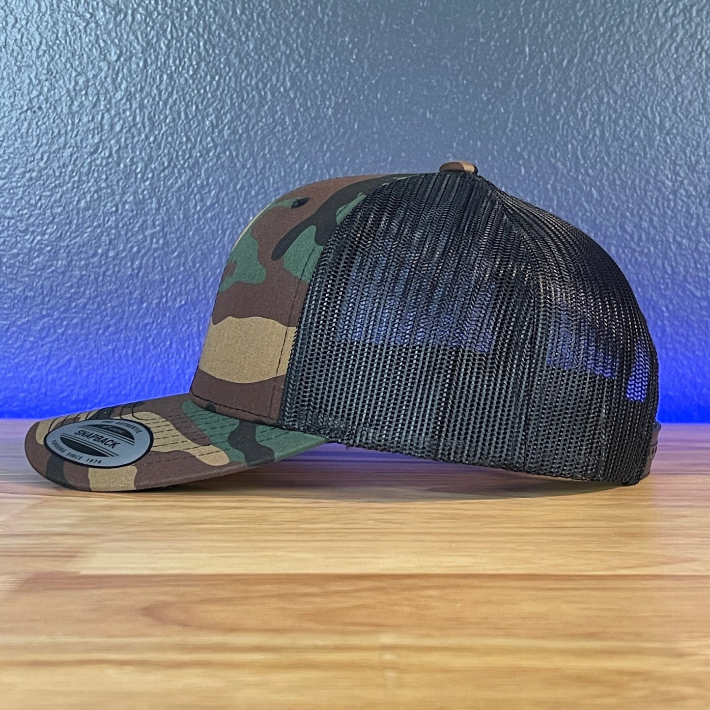 UNVAXXED & OVER TAXED Leather Patch Hat Camo/Black Rawhide - Hollow Point Society - Patch Hat