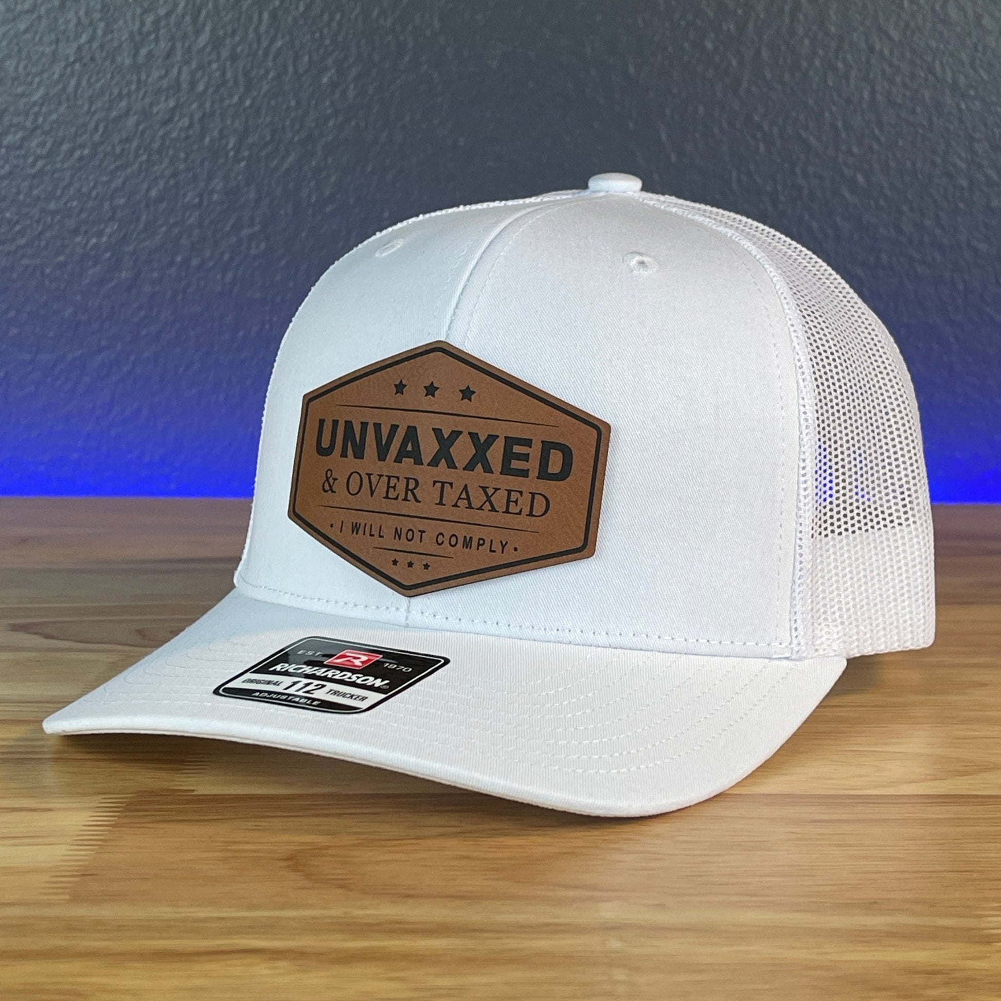 UNVAXXED & OVER TAXED Leather Patch Hat Rawhide - Hollow Point Society - Patch Hat