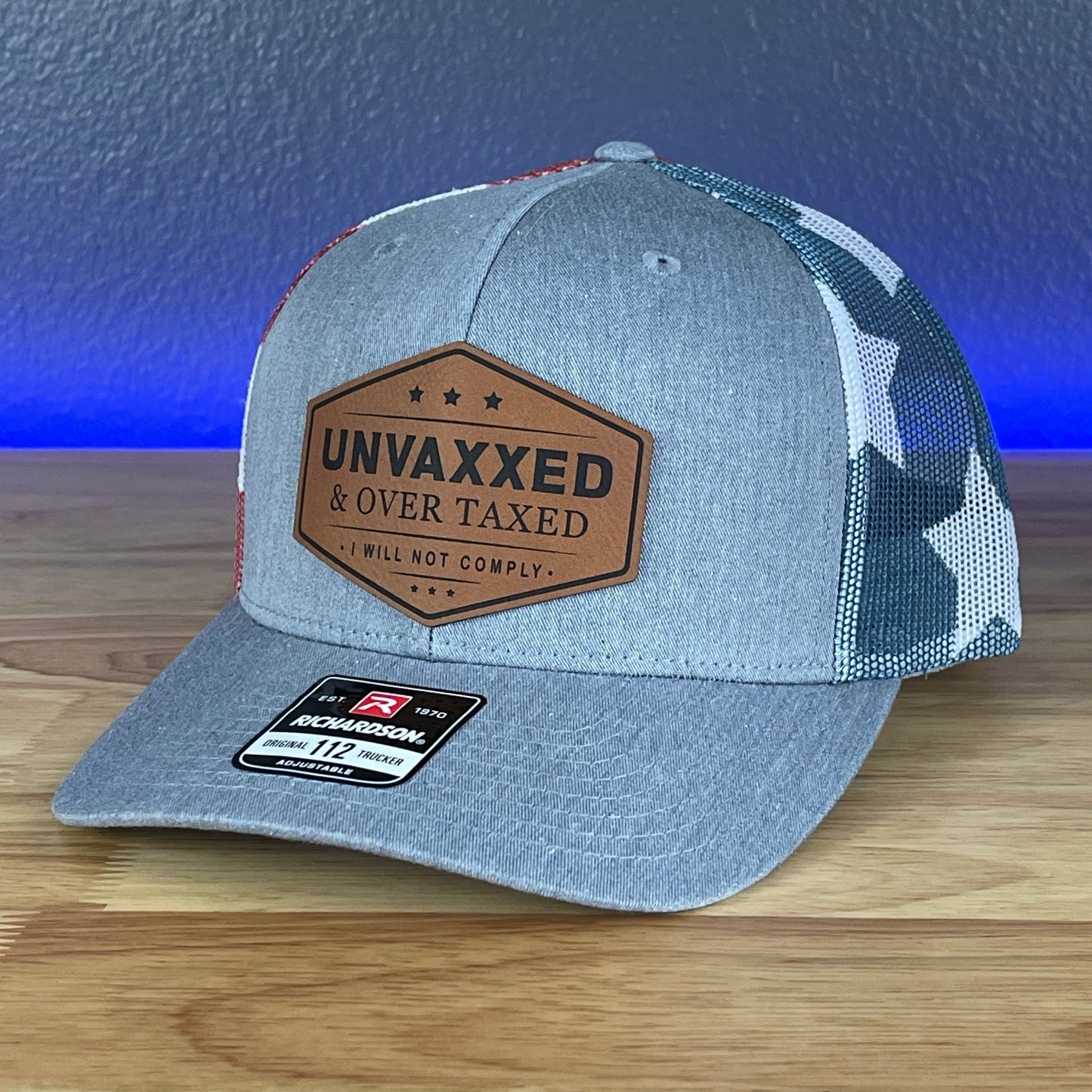 UNVAXXED & OVER TAXED Leather Patch Hat Rawhide - Hollow Point Society - Patch Hat