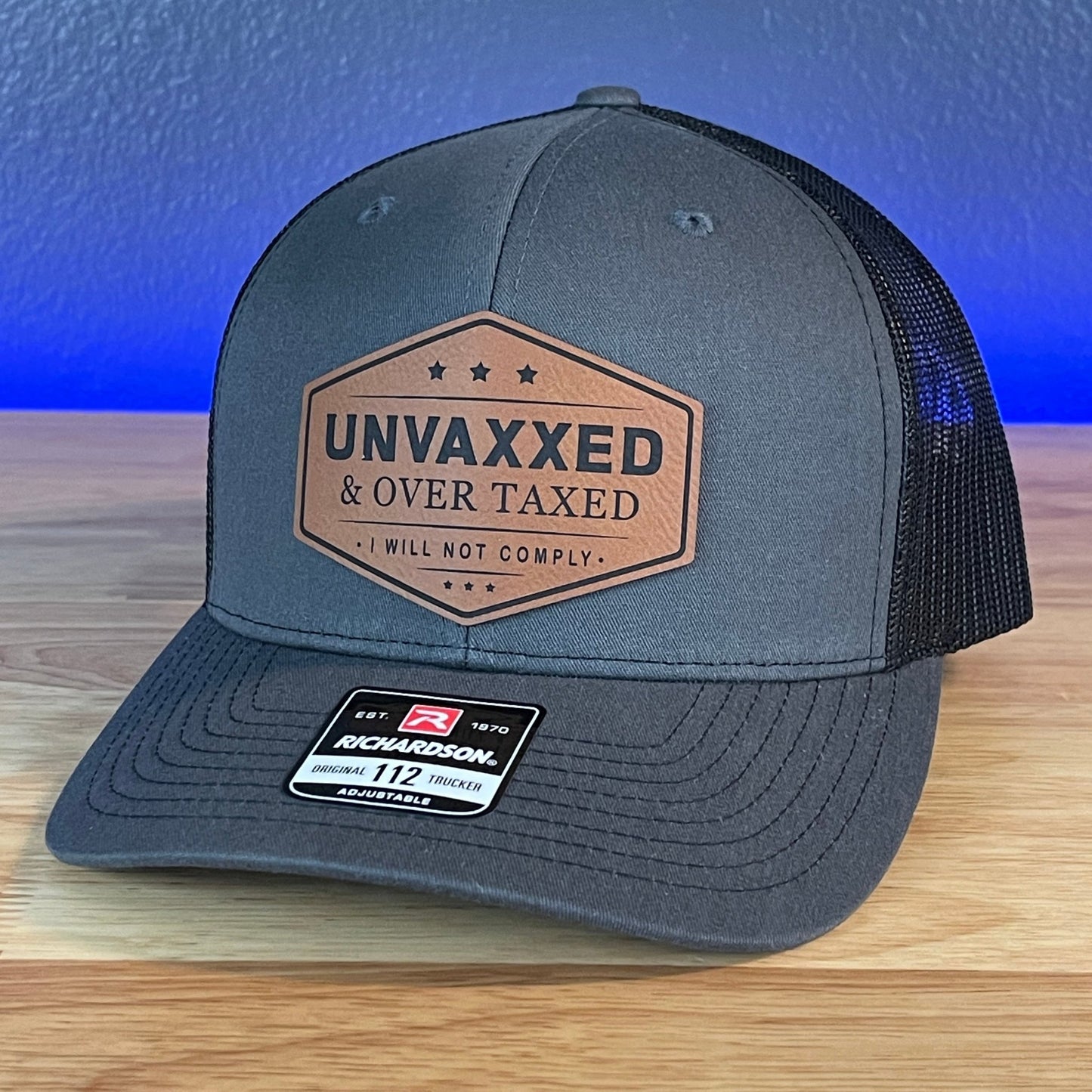 UNVAXXED & OVER TAXED Leather Patch Hat Rawhide - Hollow Point Society - Patch Hat