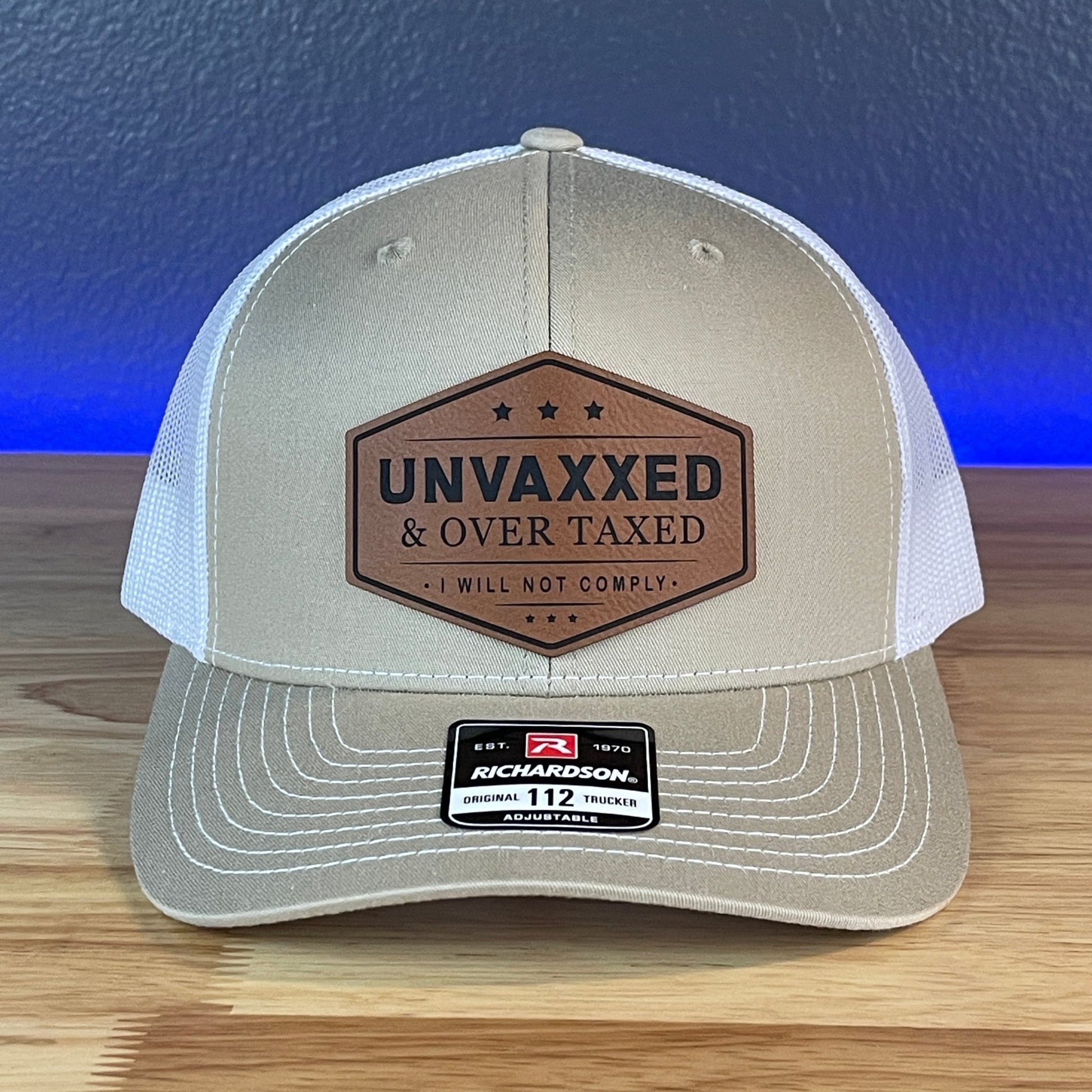 UNVAXXED & OVER TAXED Leather Patch Hat Rawhide - Hollow Point Society - Patch Hat