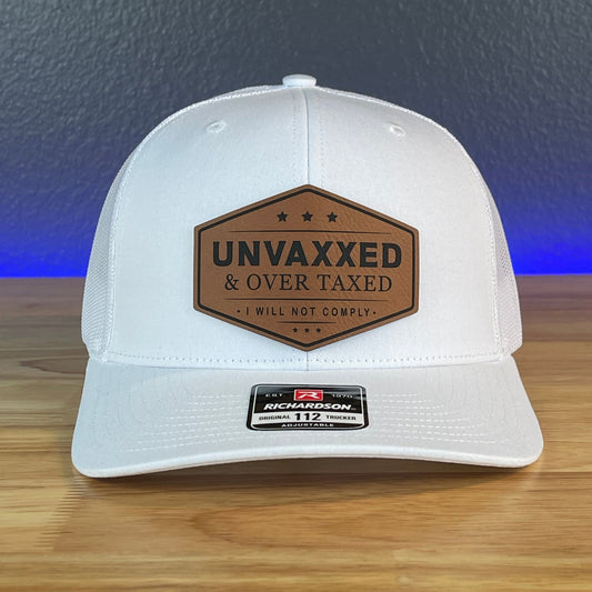 UNVAXXED & OVER TAXED Leather Patch Hat Rawhide - Hollow Point Society - Patch Hat