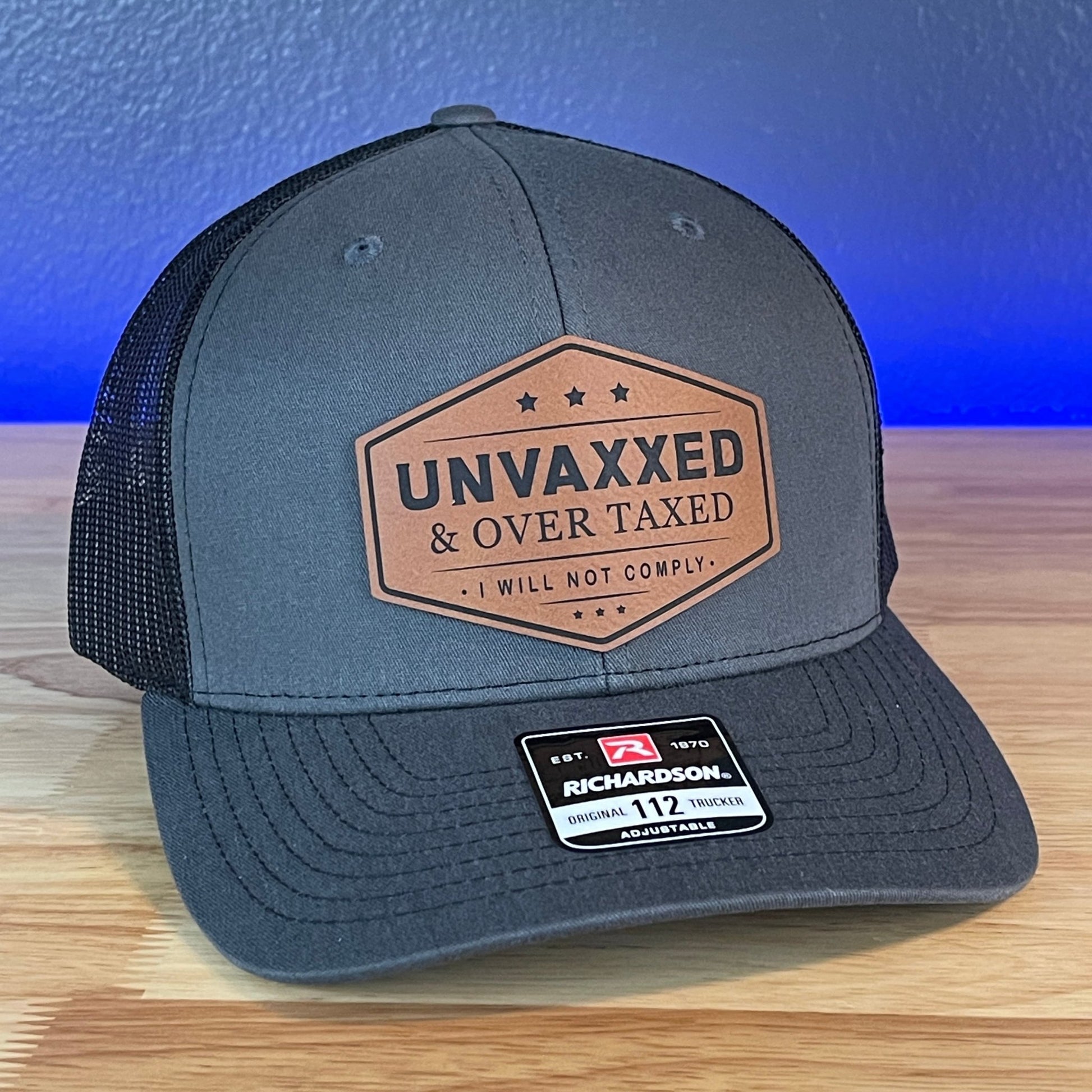 UNVAXXED & OVER TAXED Leather Patch Hat Rawhide - Hollow Point Society - Patch Hat