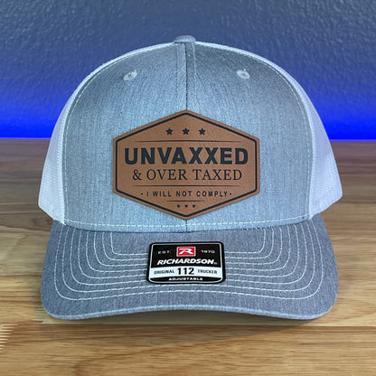 UNVAXXED & OVER TAXED Leather Patch Hat Rawhide - Hollow Point Society - Patch Hat