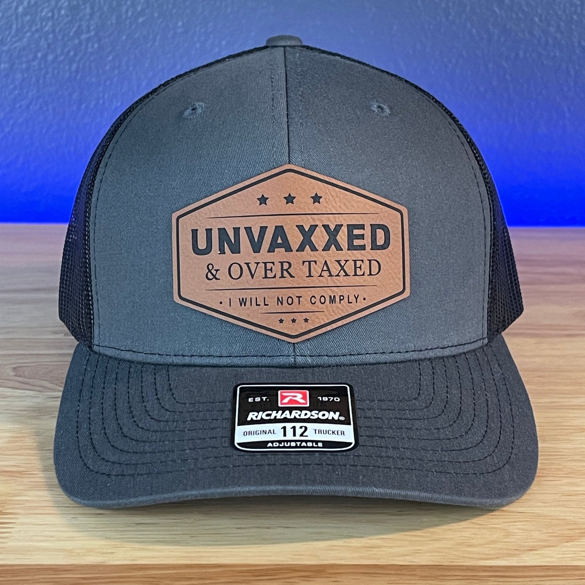 UNVAXXED & OVER TAXED Leather Patch Hat Rawhide - Hollow Point Society - Patch Hat