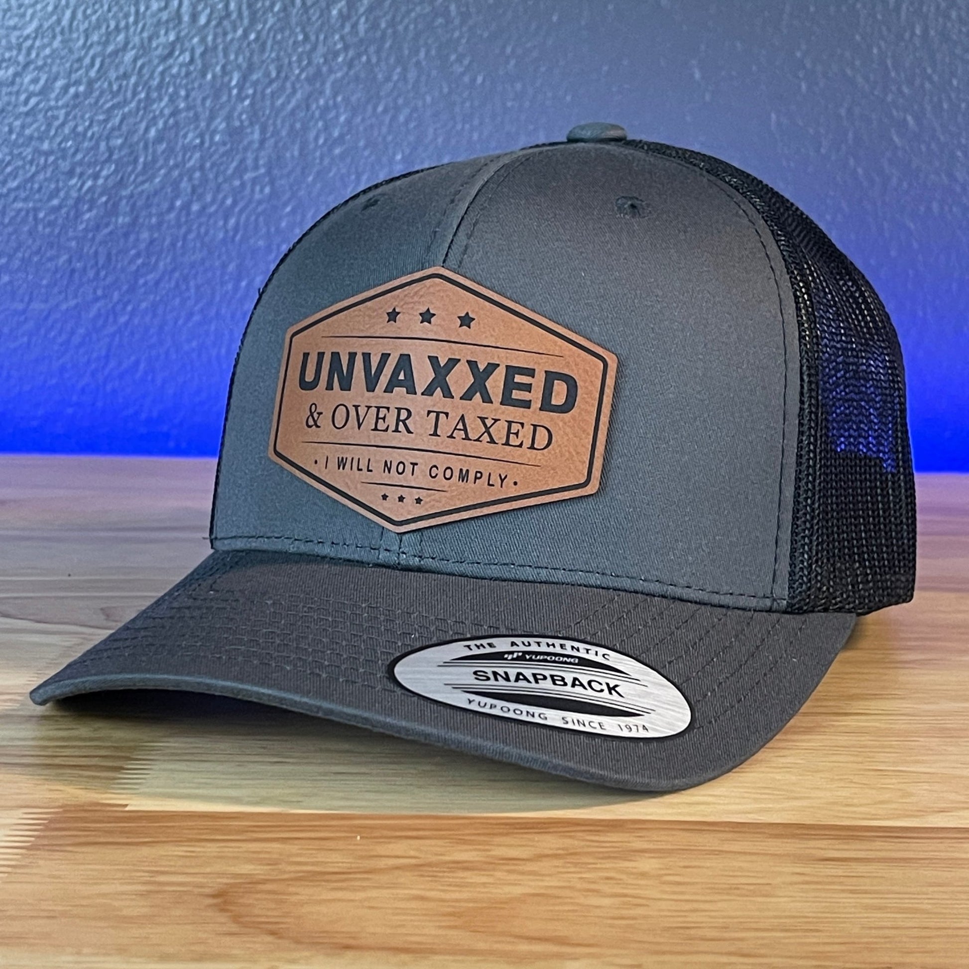 UNVAXXED & OVER TAXED Leather Patch Hat Rawhide - Hollow Point Society - Patch Hat