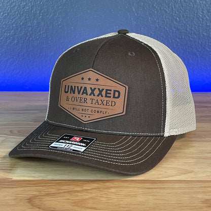 UNVAXXED & OVER TAXED Leather Patch Hat Rawhide - Hollow Point Society - Patch Hat