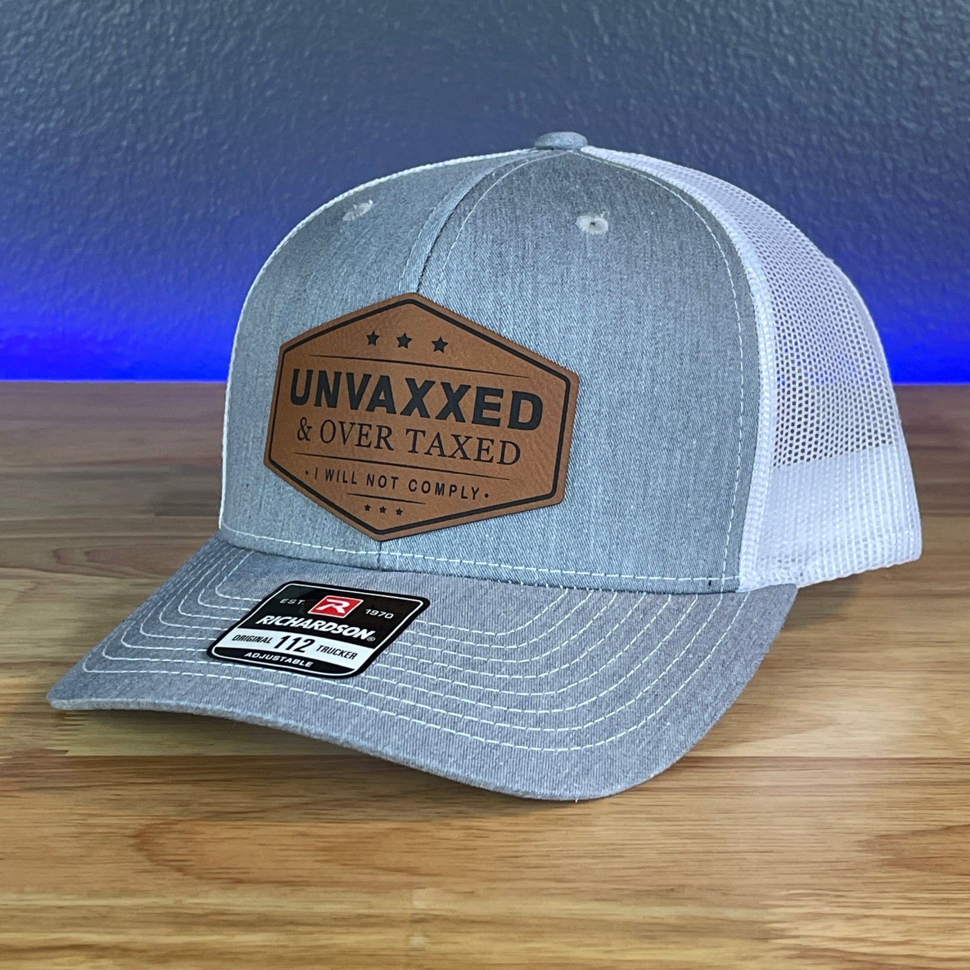 UNVAXXED & OVER TAXED Leather Patch Hat Rawhide - Hollow Point Society - Patch Hat