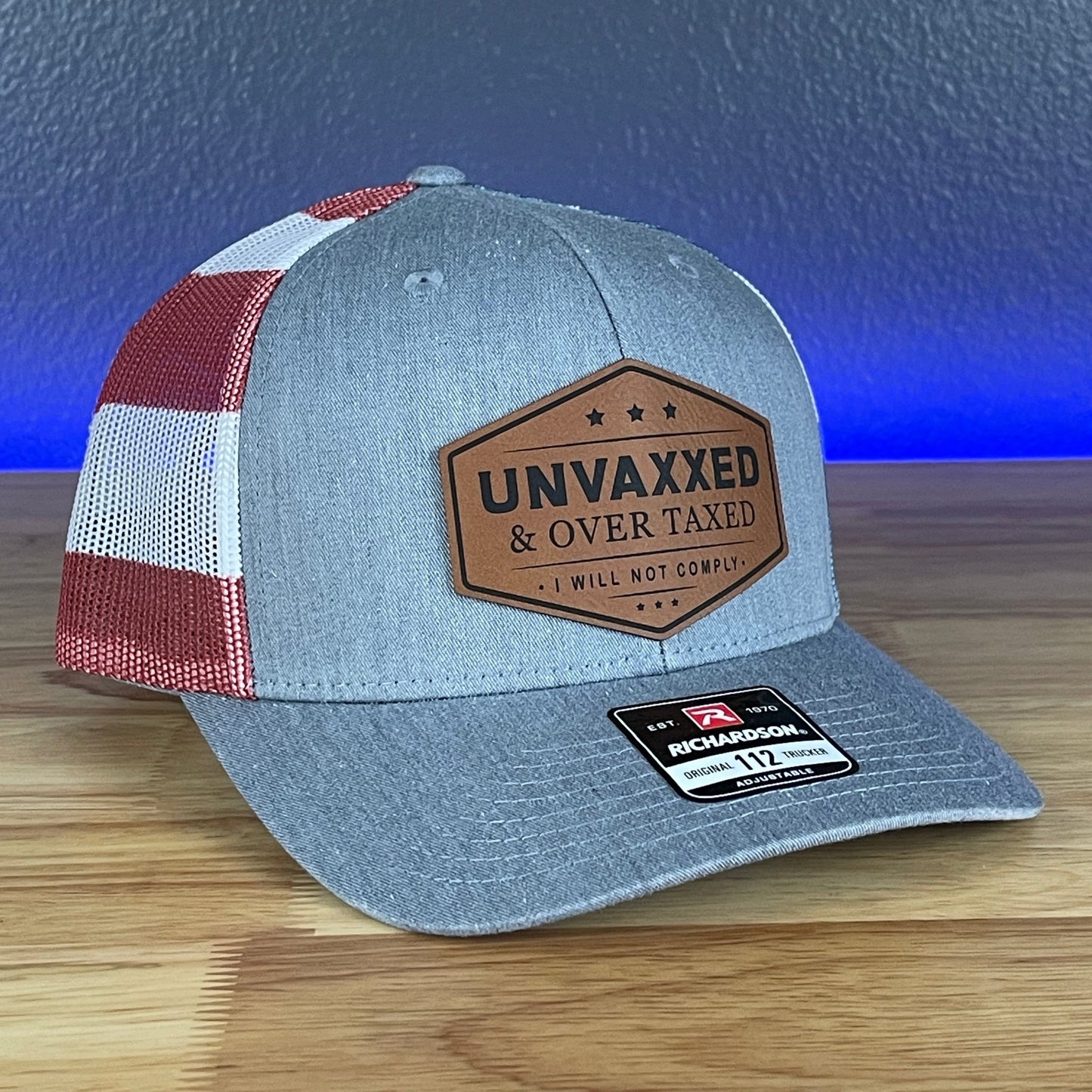 UNVAXXED & OVER TAXED Leather Patch Hat Rawhide - Hollow Point Society - Patch Hat