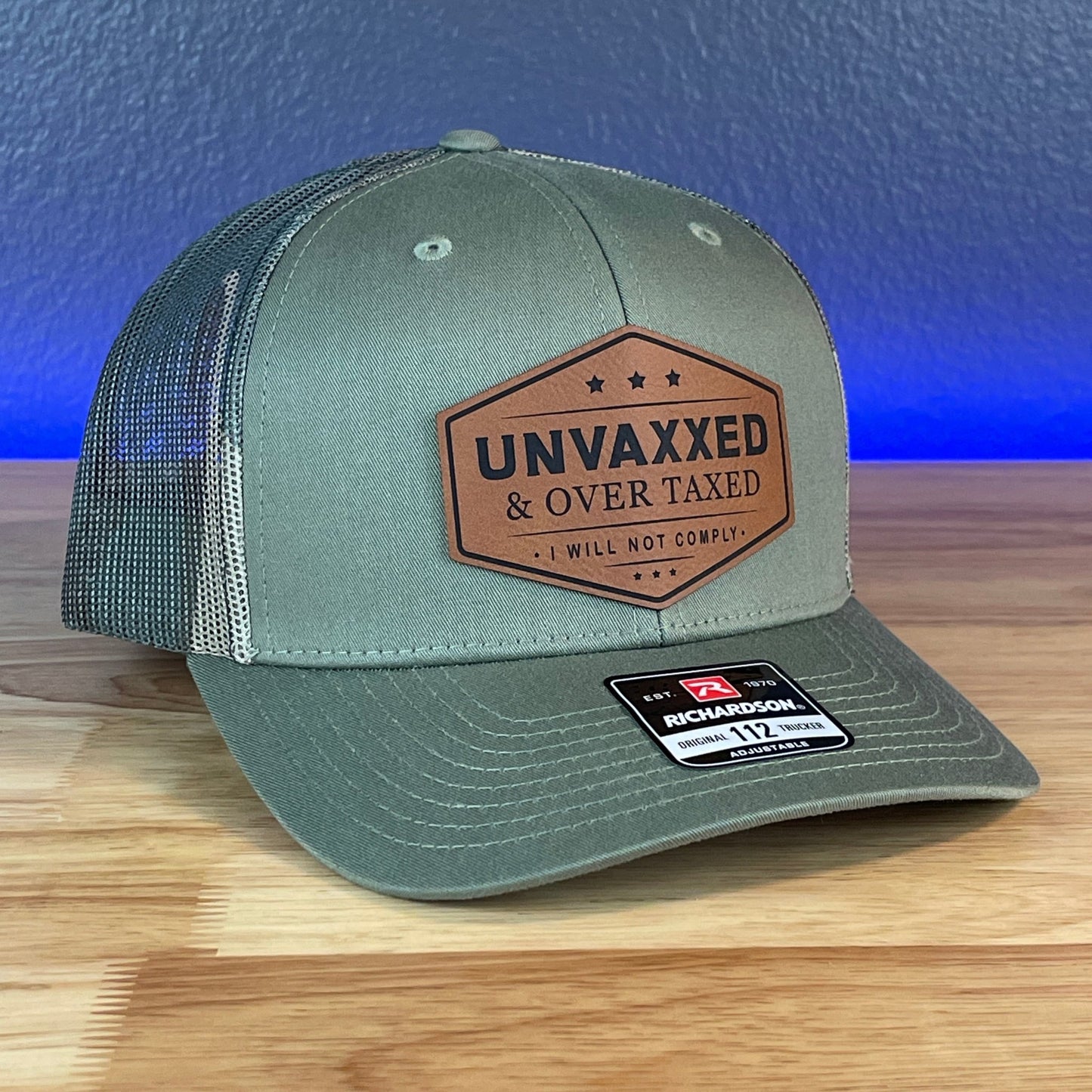 UNVAXXED & OVER TAXED Leather Patch Hat Rawhide - Hollow Point Society - Patch Hat