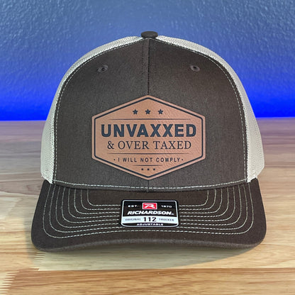 UNVAXXED & OVER TAXED Leather Patch Hat Rawhide - Hollow Point Society - Patch Hat