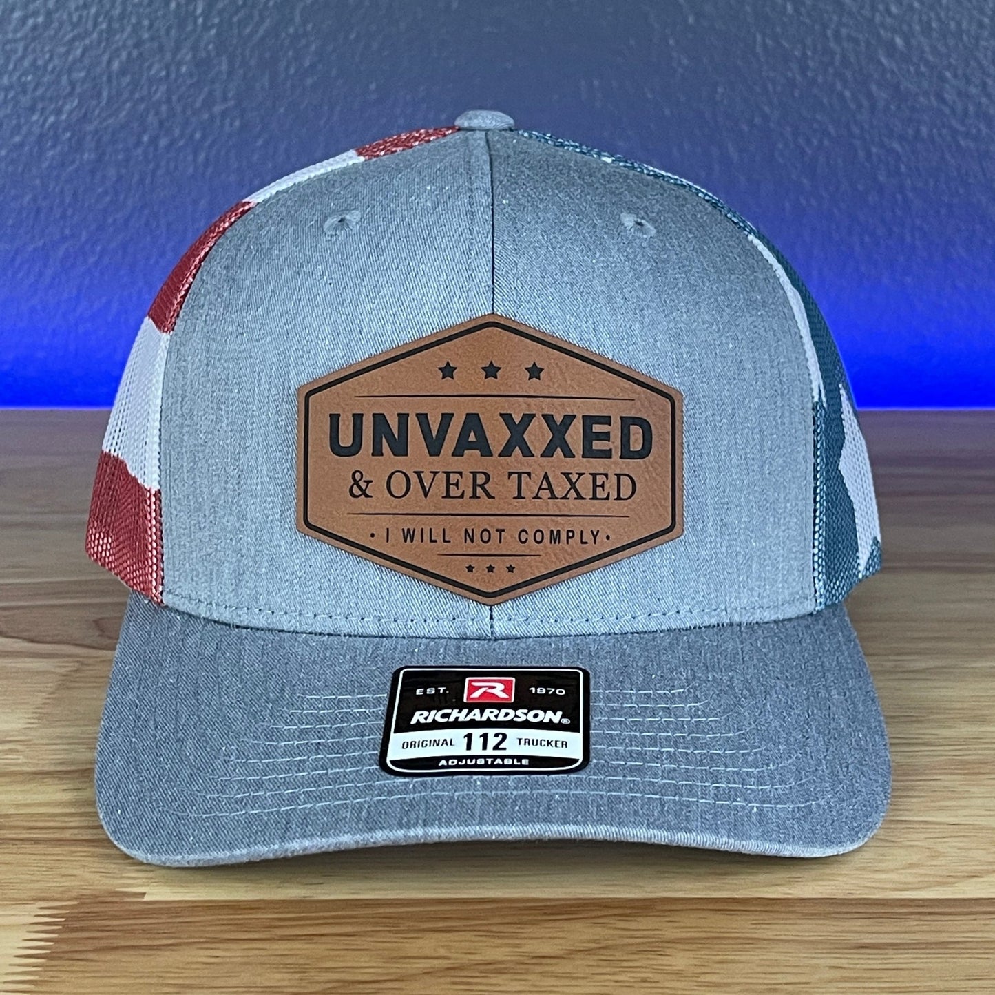 UNVAXXED & OVER TAXED Leather Patch Hat Rawhide - Hollow Point Society - Patch Hat