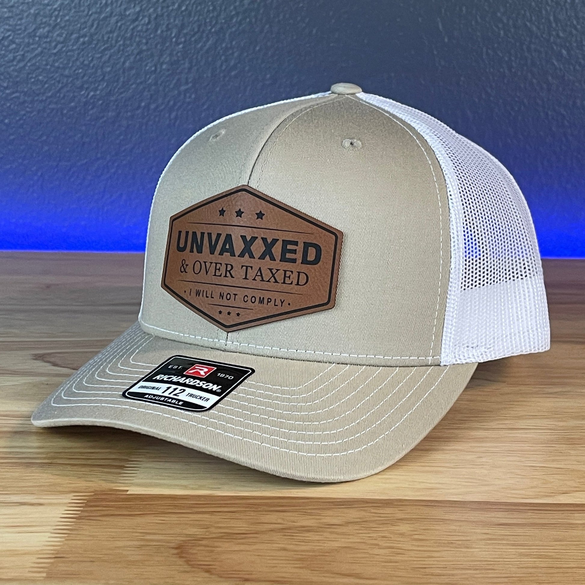 UNVAXXED & OVER TAXED Leather Patch Hat Rawhide - Hollow Point Society - Patch Hat